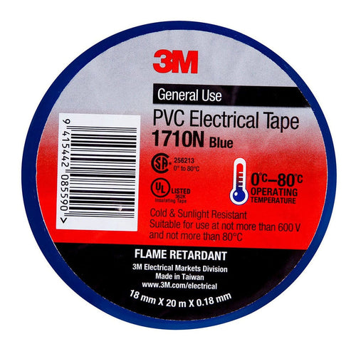 3M Electrical Tape 1710N-BU PVC 18mm x 20m Blue -   - Inkplus