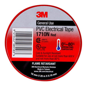 3M Electrical Tape 1710N-RE PVC 18mm x 20m Red -   - Inkplus