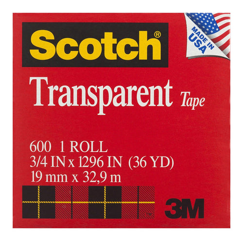 3M Scotch Transparent Tape 600 19mm x 3 boxed refill roll -   - Inkplus