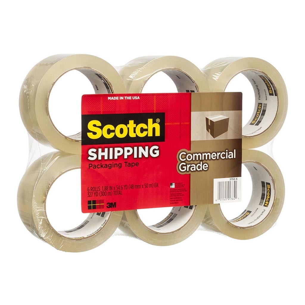 3M Scotch Commercial Grade Packaging Tape 3750-6 Clear 48mm x 50M Pkt/6 -   - Inkplus