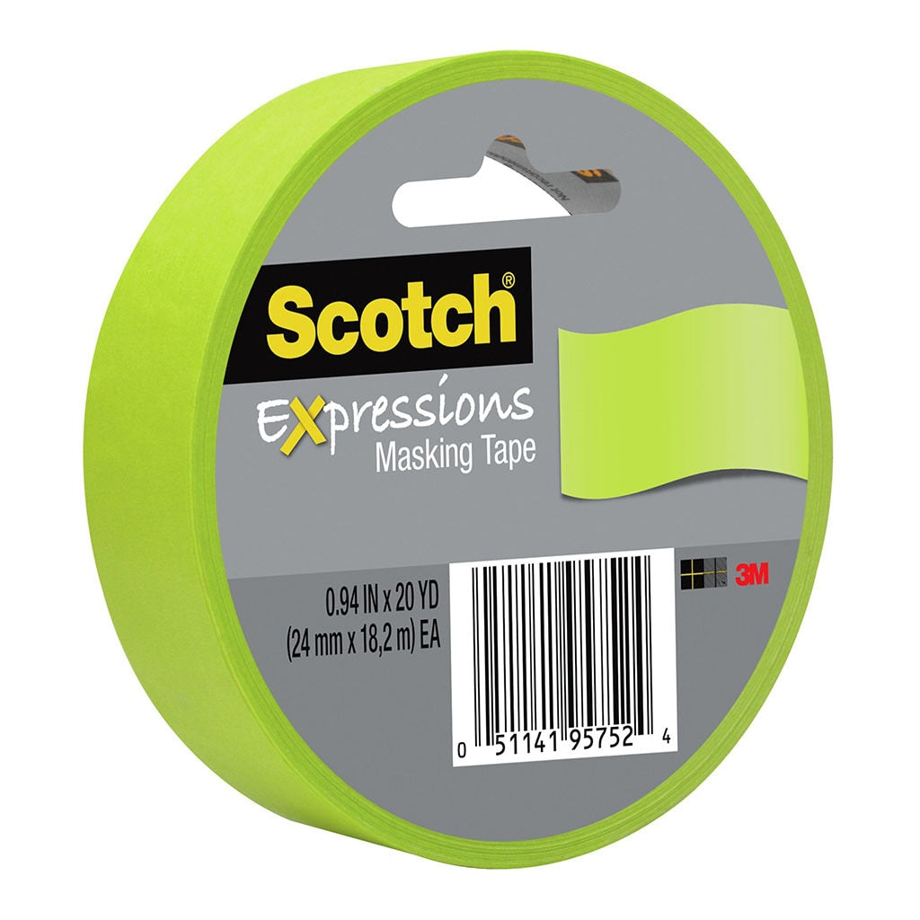 3M Scotch Expressions Masking Tape 3437-GRN 24mm x 18m Lemon Lime -   - Inkplus