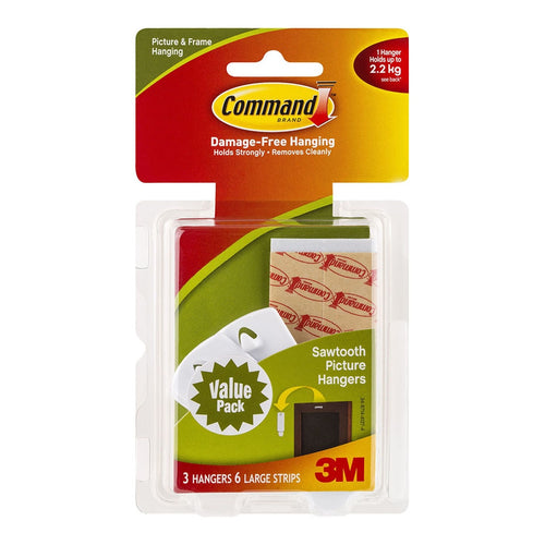 3M Command Picture Hanger 17042 Large White Sawtooth Pk/3 -   - Inkplus