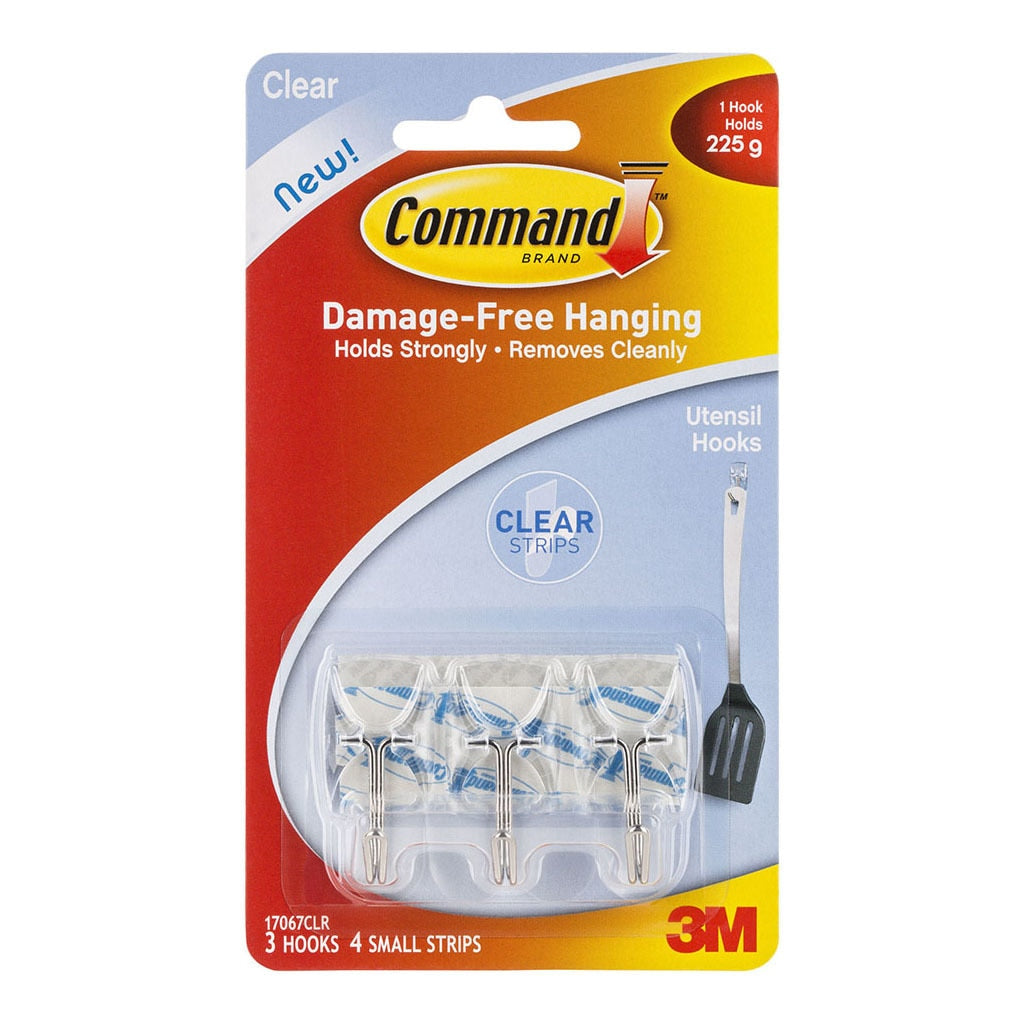 3M Command Hook 17067CLR Small Clear Wire Utensil Pk/3 -   - Inkplus