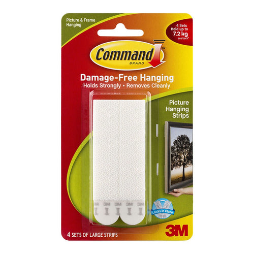 3M Command Strips Picture Hanging 17206 Large White Pk/4 Sets -   - Inkplus