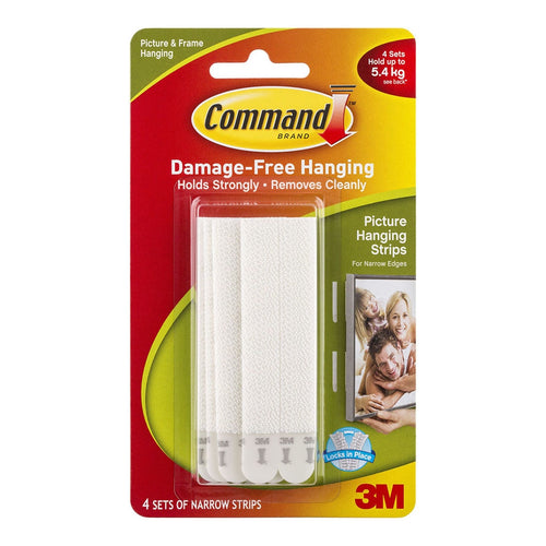 3M Command Strips Picture Hanging 17207 Narrow White Pk/4 Sets -   - Inkplus