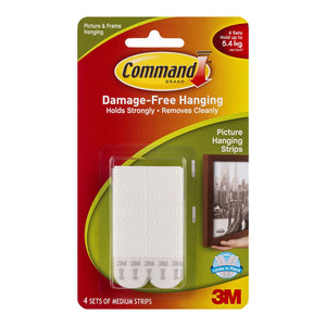 3M Command Strips Picture Hanging 17201 Medium White Pk/4 Pairs -   - Inkplus