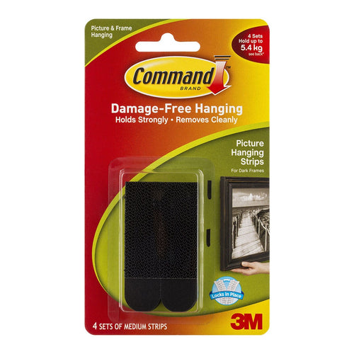 3M Command Strips Picture Hanging 17201BLK Medium Black Pk/4 Pairs -   - Inkplus