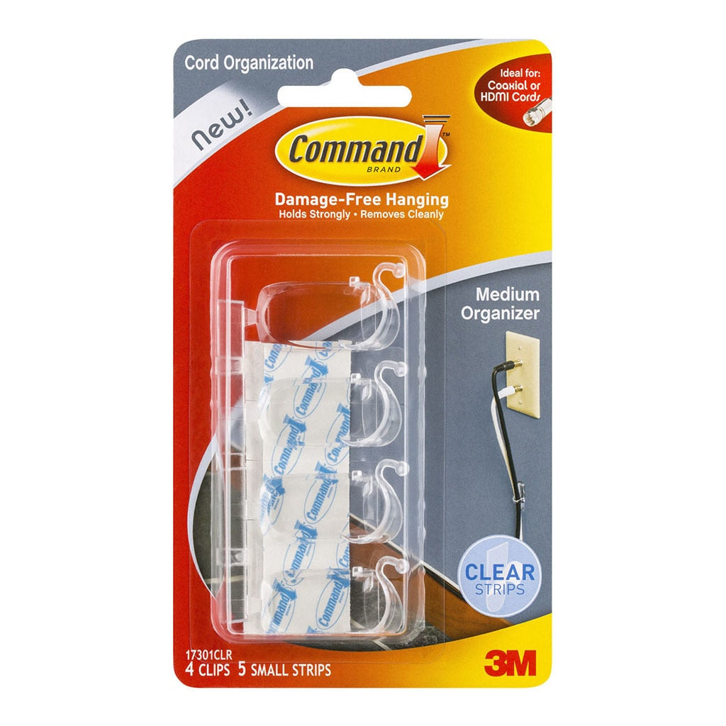 3M Command Clips Cord Organiser 17301CLR Medium Clear Pk/4 – Inkplus