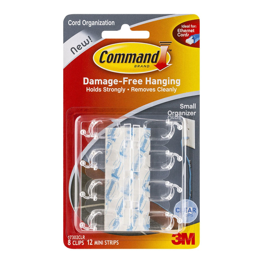 3M Command Clips Cord Organiser 17302CLR Small Clear Pk/8 -   - Inkplus