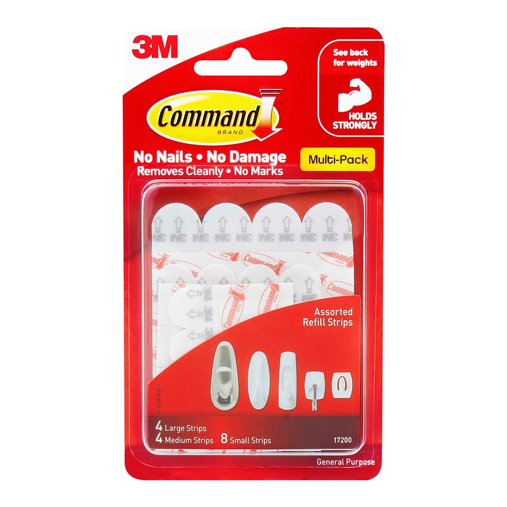 3M Command Strips Refill 17200 Assorted White Pk/16 -   - Inkplus