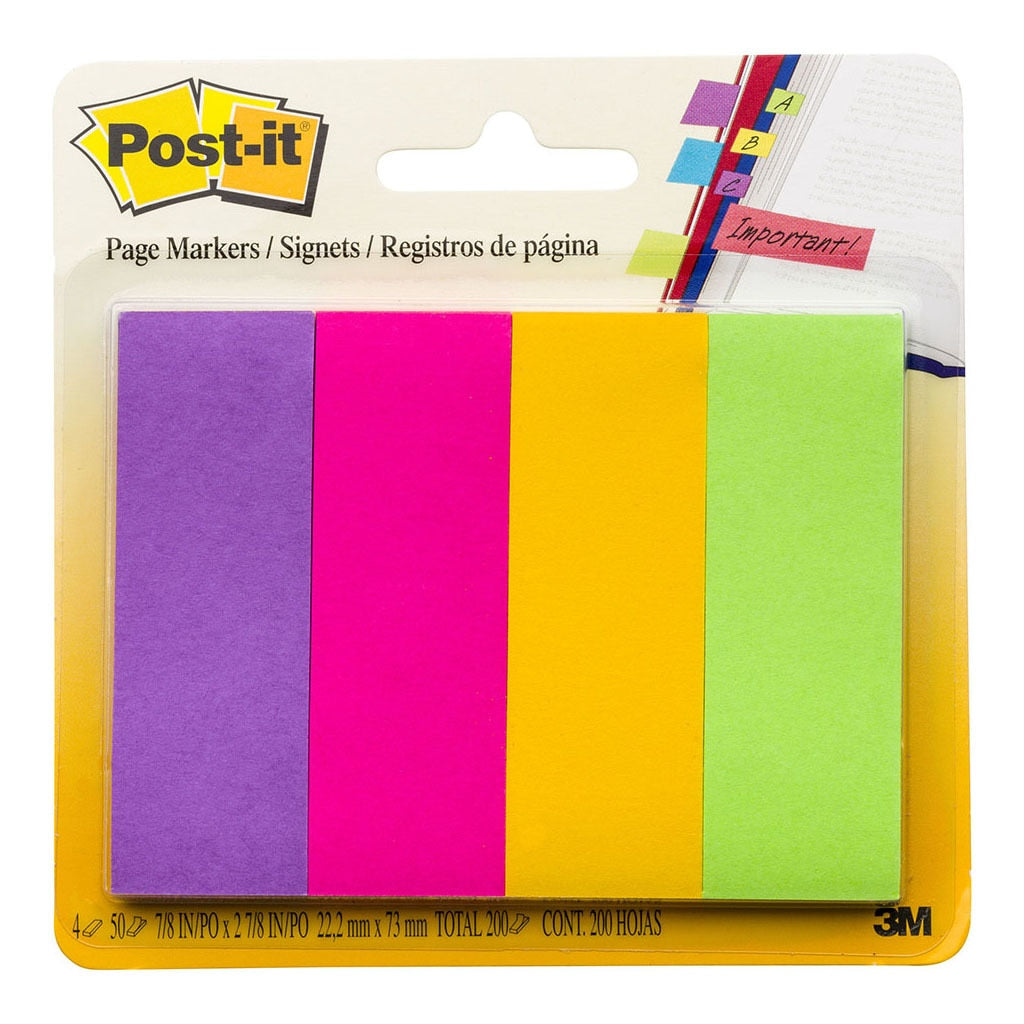 3M Post-it Pagemarkers 671-4AU Jaipur Collection 25x76mm 100 sheet pads Pkt/4 -   - Inkplus