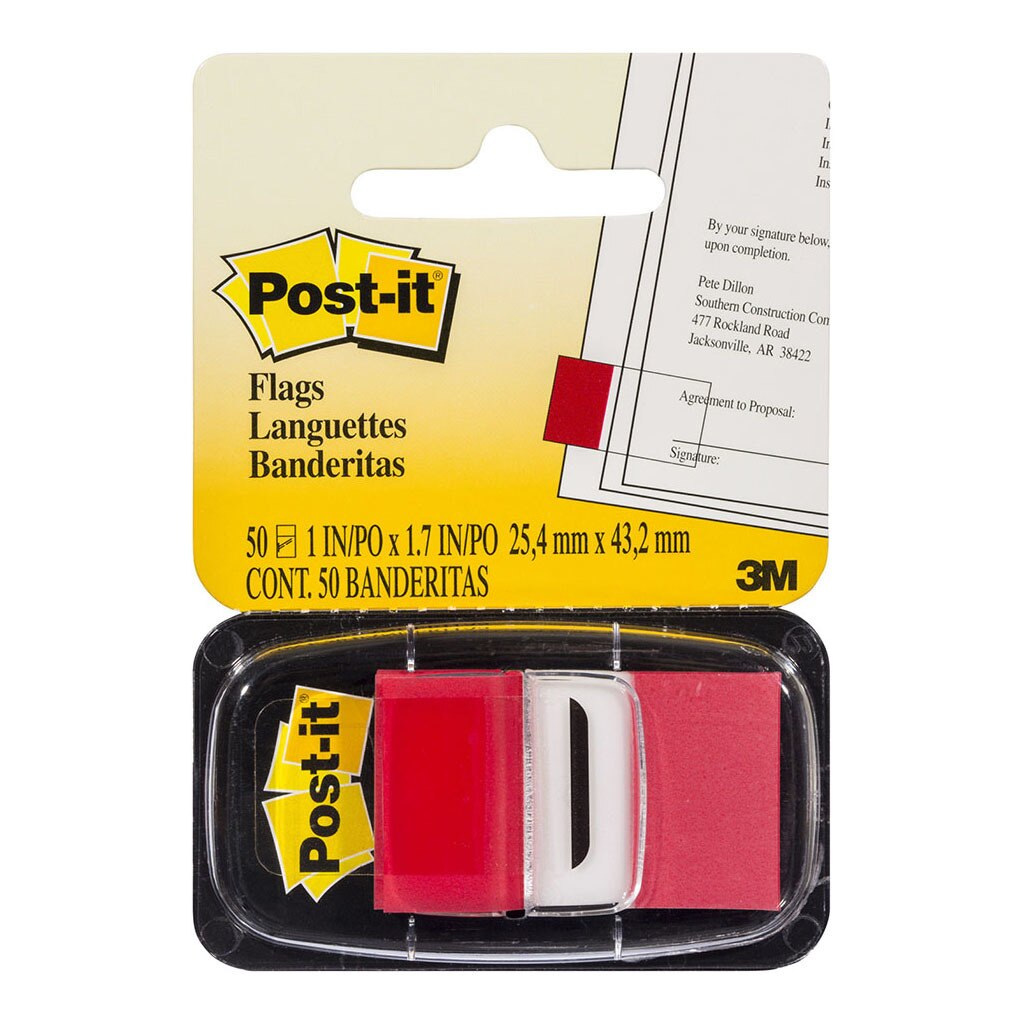3M Post-it Flags 680-1 Singles Red 25x43mm Pkt/50 - Inkplus