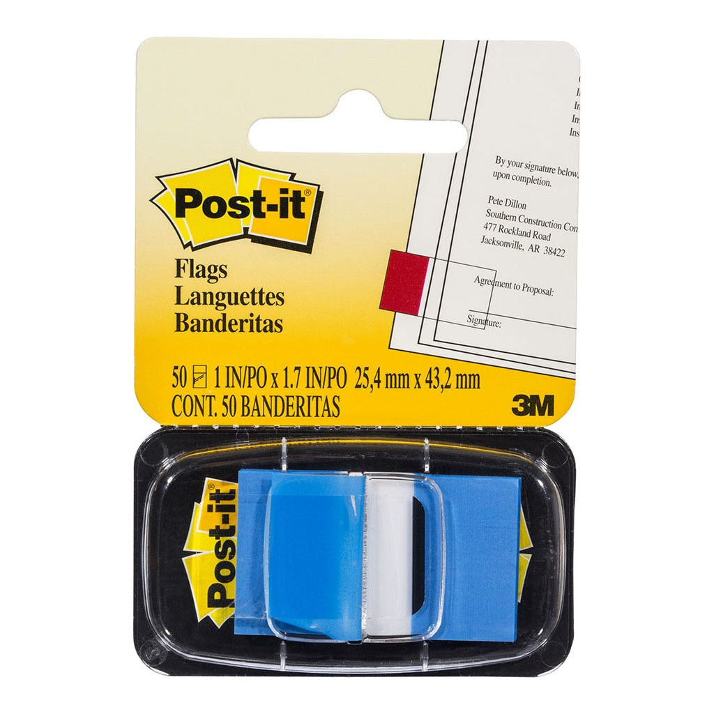 3M Post-it Flags 680-2 Singles Blue 25x43mm Pkt/50 - Inkplus