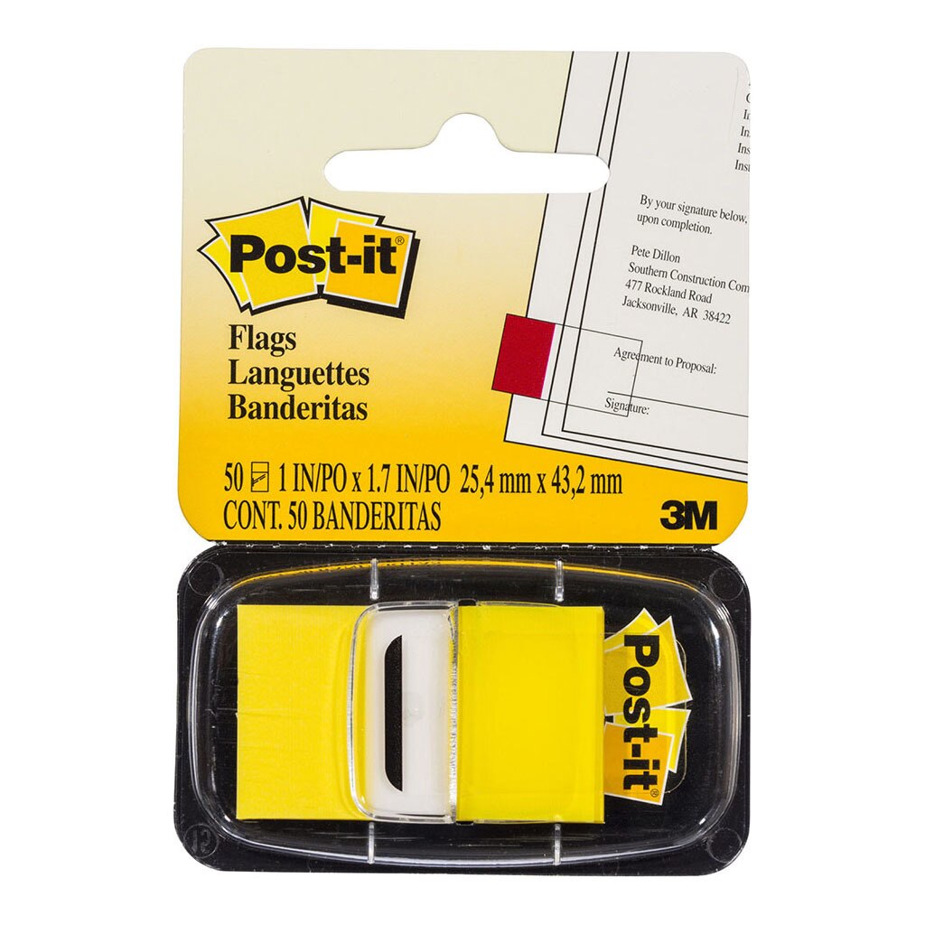 3M Post-it Flags 680-5 Singles Yellow 25x43mm Pkt/50 - Inkplus