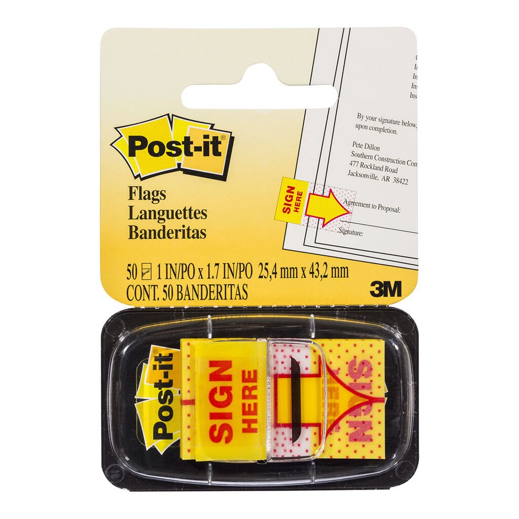 3M Post-it Flags 680-9 Singles Sign Here 25x43mm - Inkplus