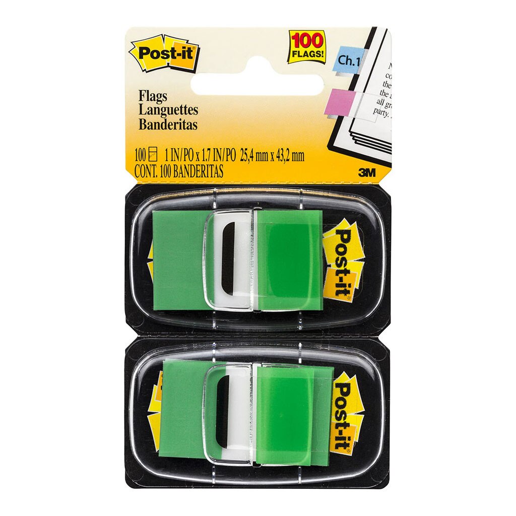 3M Post-it Flags 680-GN2 Twin Pack Green 25x43mm Pkt/60 - Inkplus