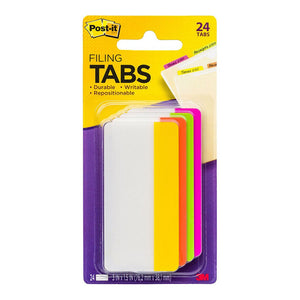 3M Post-it Durable Filing Tab 686-PLOY-3 Pink Lime Orange Yellow Straight 75mm Pkt/24 - Inkplus
