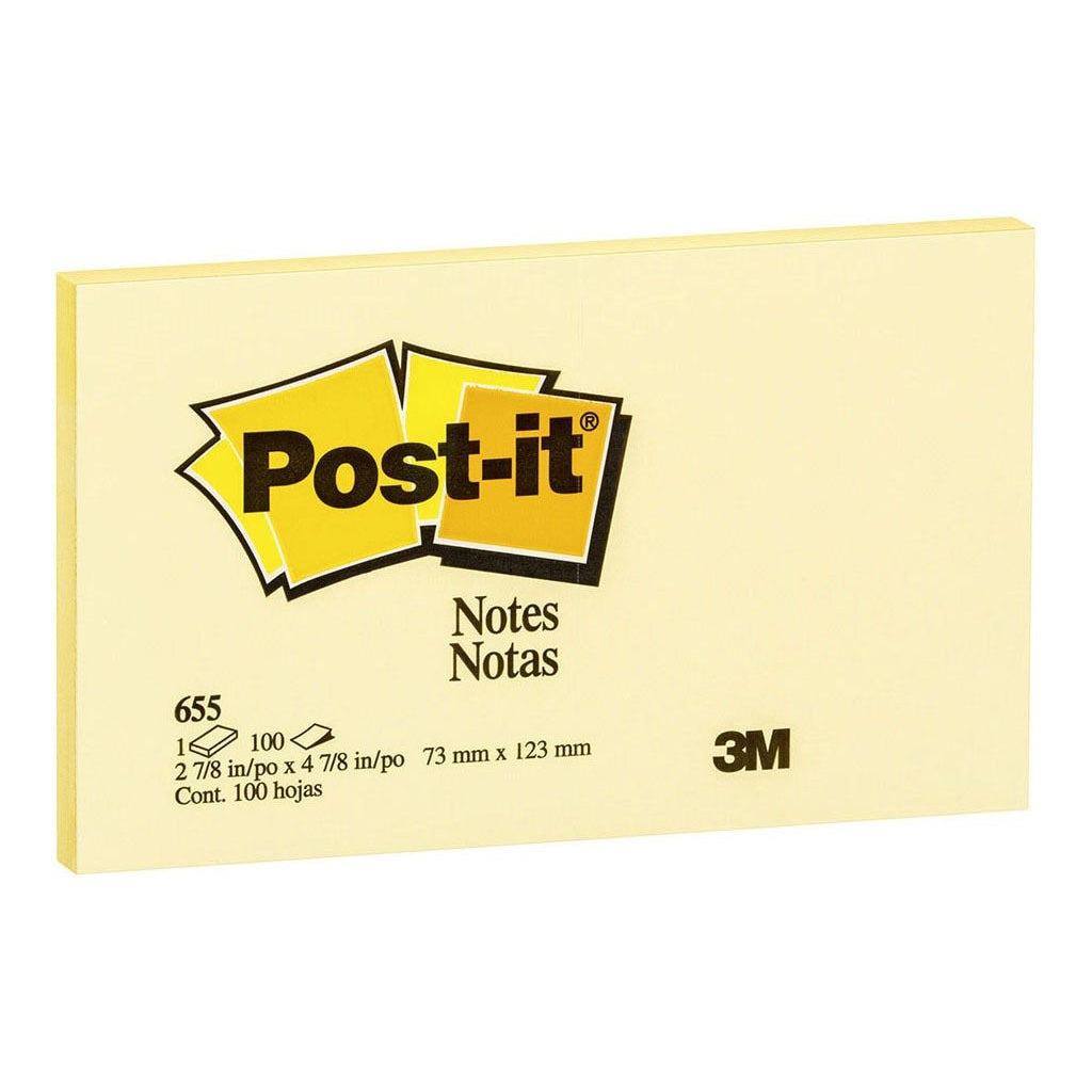 3M Post-it Notes Yellow 655-Y 76x127mm 100 sheet pads -   - Inkplus