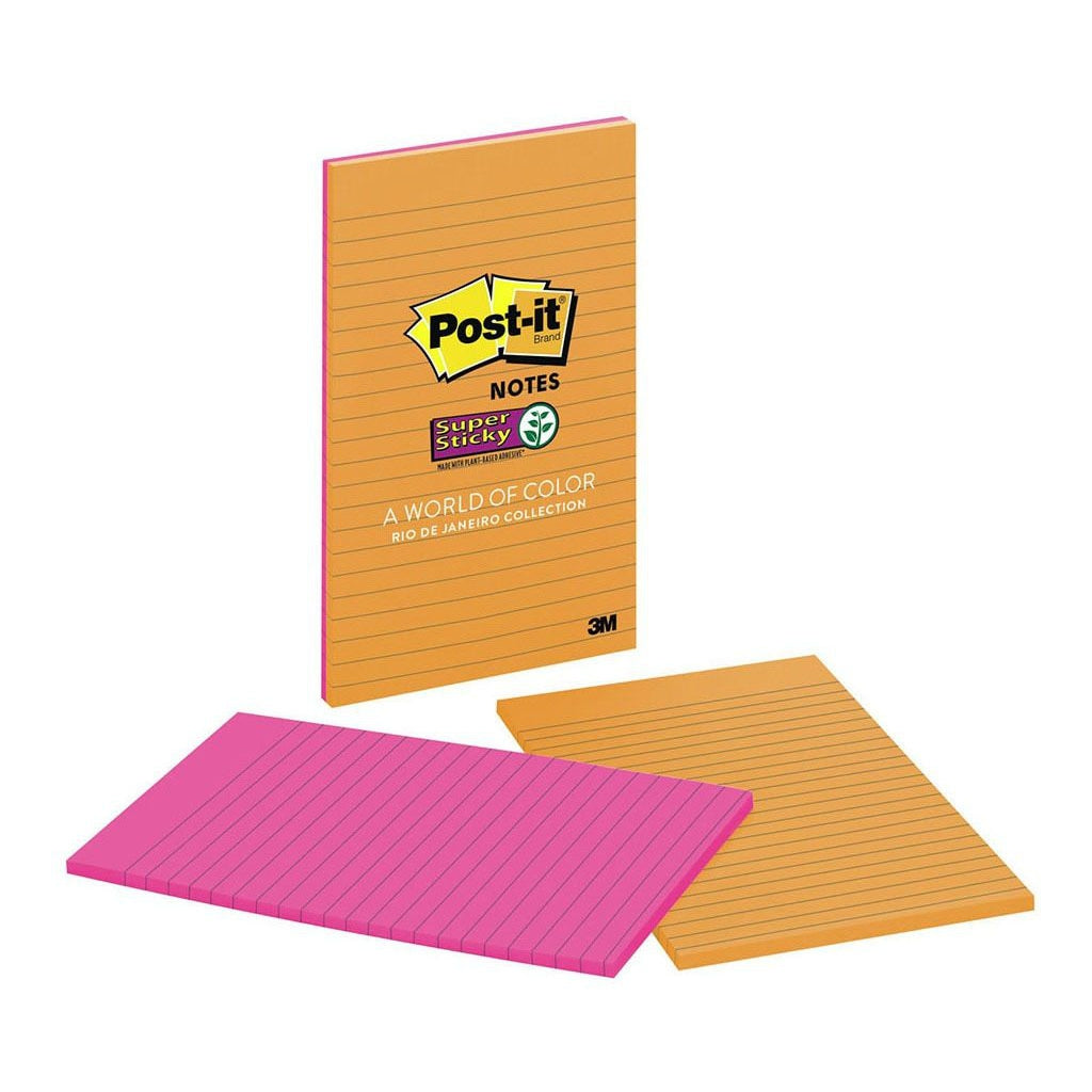3M Post-it Super Sticky Lined Notes 5845-SS 127x203mm Rio De Janiero 45 sheet pads Pkt/2 -   - Inkplus