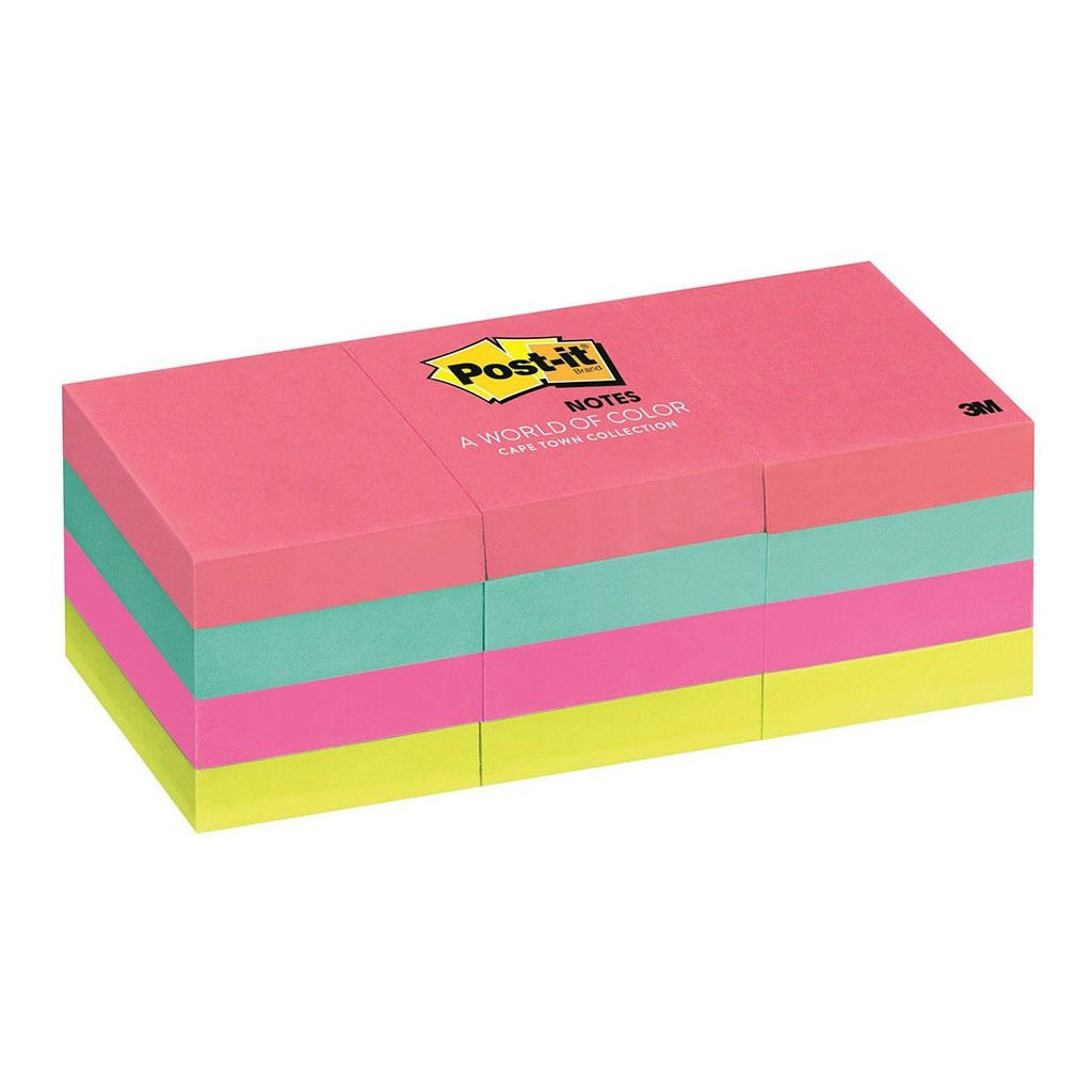 3M Post-it Notes 653-AN Capetown Collection 35x48mm 100 sheet pads Pkt/12 -   - Inkplus