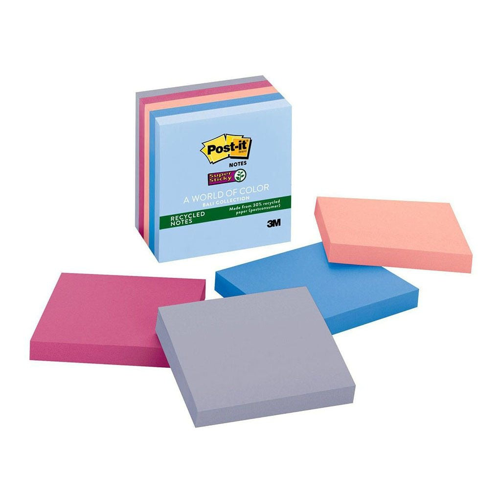 3M Post-it Recycled Super Sticky Notes 654-5SSNRP Bali 76x76mm 90 sheet pads Pkt/5 -   - Inkplus