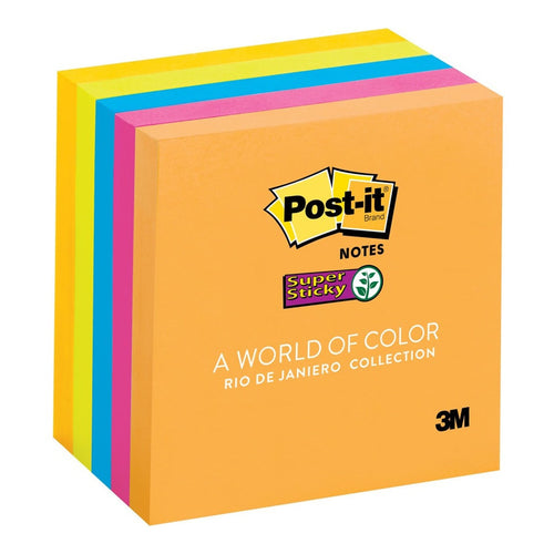 3M Post-it Super Sticky Notes 654-5SSUC Rio Collection 76x76mm 90 sheet pads Pkt/5 -   - Inkplus