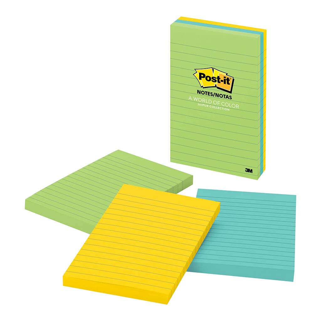 3M Post-it Notes 660-3AU Jaipur Collection Lined 101x152mm Pkt/3 -   - Inkplus