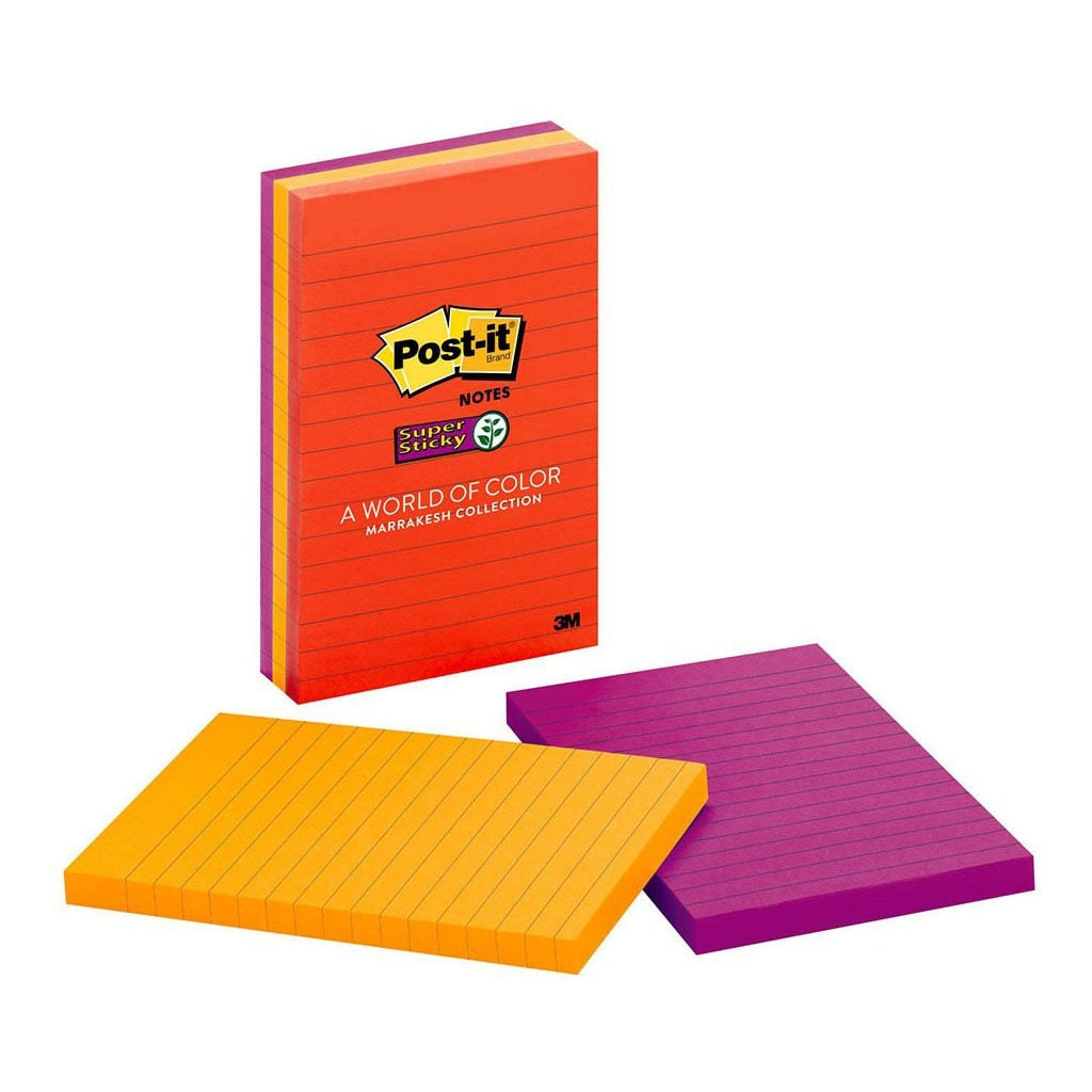 3M Post-it Super Sticky Lined Note 660-3SSAN Marrakesh 101x152mm 90 sheet pads Pkt/3 -   - Inkplus