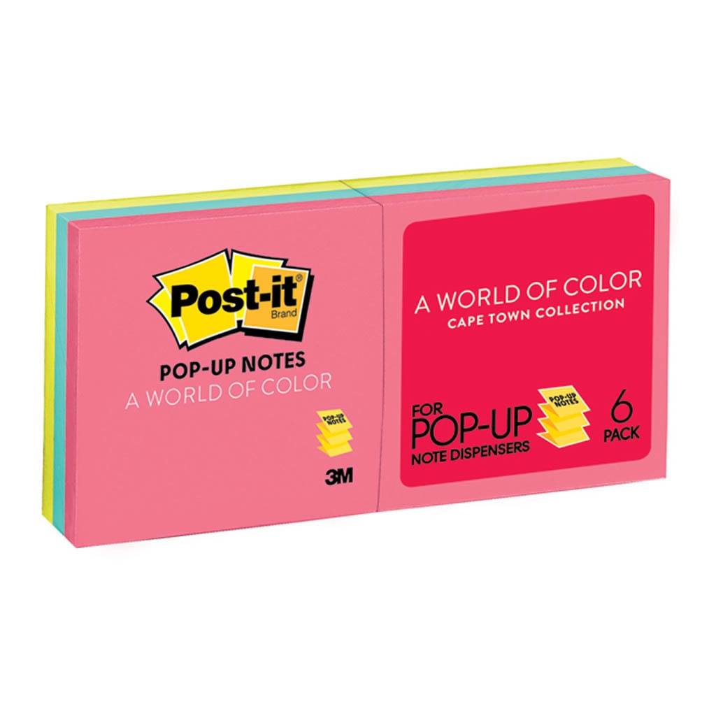 3M Post-it Notes Pop-Up Refill R330-AN Capetown Collection 76x76mm 100 sheet pads Pkt/6 -   - Inkplus