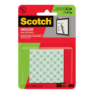 3M Scotch Mounting Squares 111/DC Indoor Permanent 25mm Pk/16 -   - Inkplus