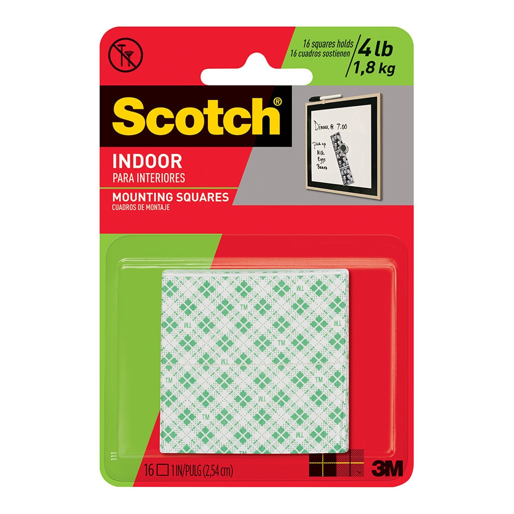 3M Scotch Mounting Squares 111/DC Indoor Permanent 25mm Pk/16 -   - Inkplus