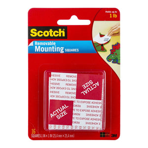 3M Scotch Mounting Squares Removable 108 25.4x5.4mm Pkt/16 -   - Inkplus