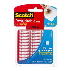 3M Scotch Restickable Mounting Tabs R100 25x25mm Pkt/18 tabs -   - Inkplus