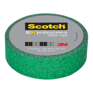 3M Scotch Expressions Glitter Washi Tape C514-GRN2 15mm x 5m Dark Green -   - Inkplus
