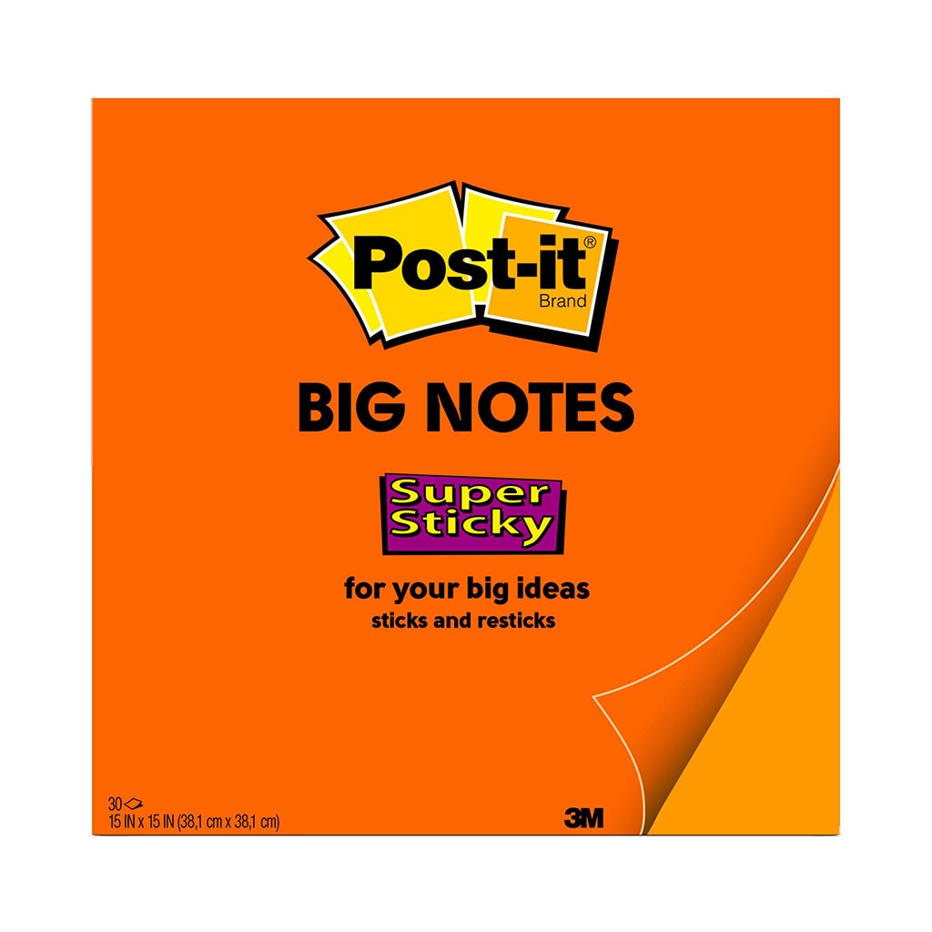 3M Post-it Super Sticky Big Notes BN15 Orange 381 x 381mm 30 sheet pads -   - Inkplus