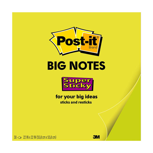 3M Post-it Super Sticky Big Notes BN22 Lime Green 559 x 559mm 30 sheet pads -   - Inkplus