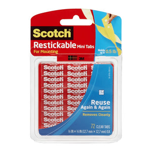 3M Scotch Restickable Mounting Tabs R103 13x13mm Pkt/72 tabs -   - Inkplus