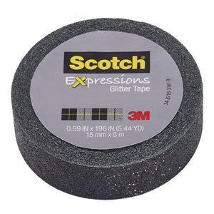 3M Scotch Expressions Glitter Washi Tape C514-BLK 15mm x 5m Black -   - Inkplus