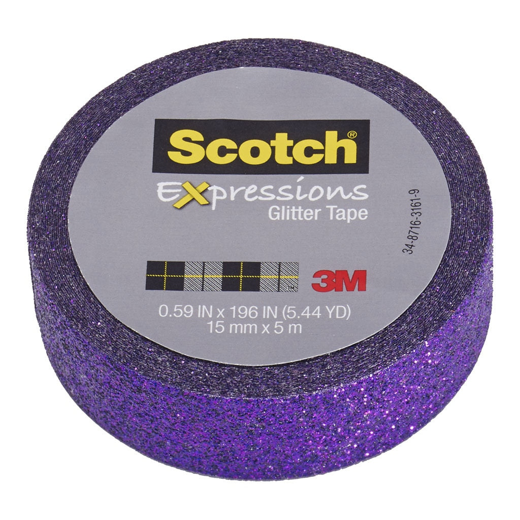 3M Scotch Expressions Glitter Washi Tape C514-PUR 15mm x 5m Bright Violet -   - Inkplus