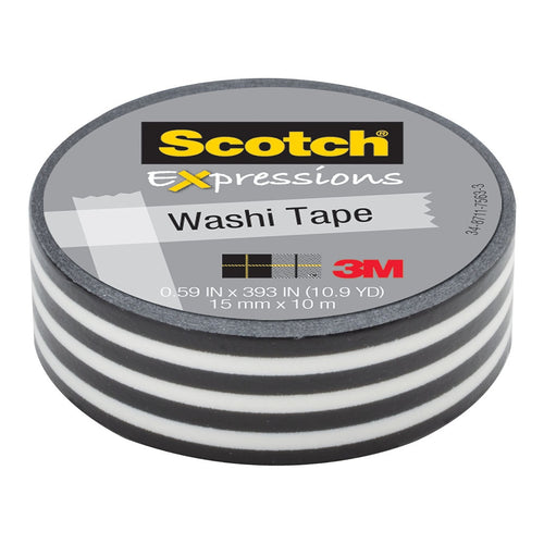 3M Scotch Expressions Washi Tape C314-P43 15mm x 10m Black Stripes -   - Inkplus