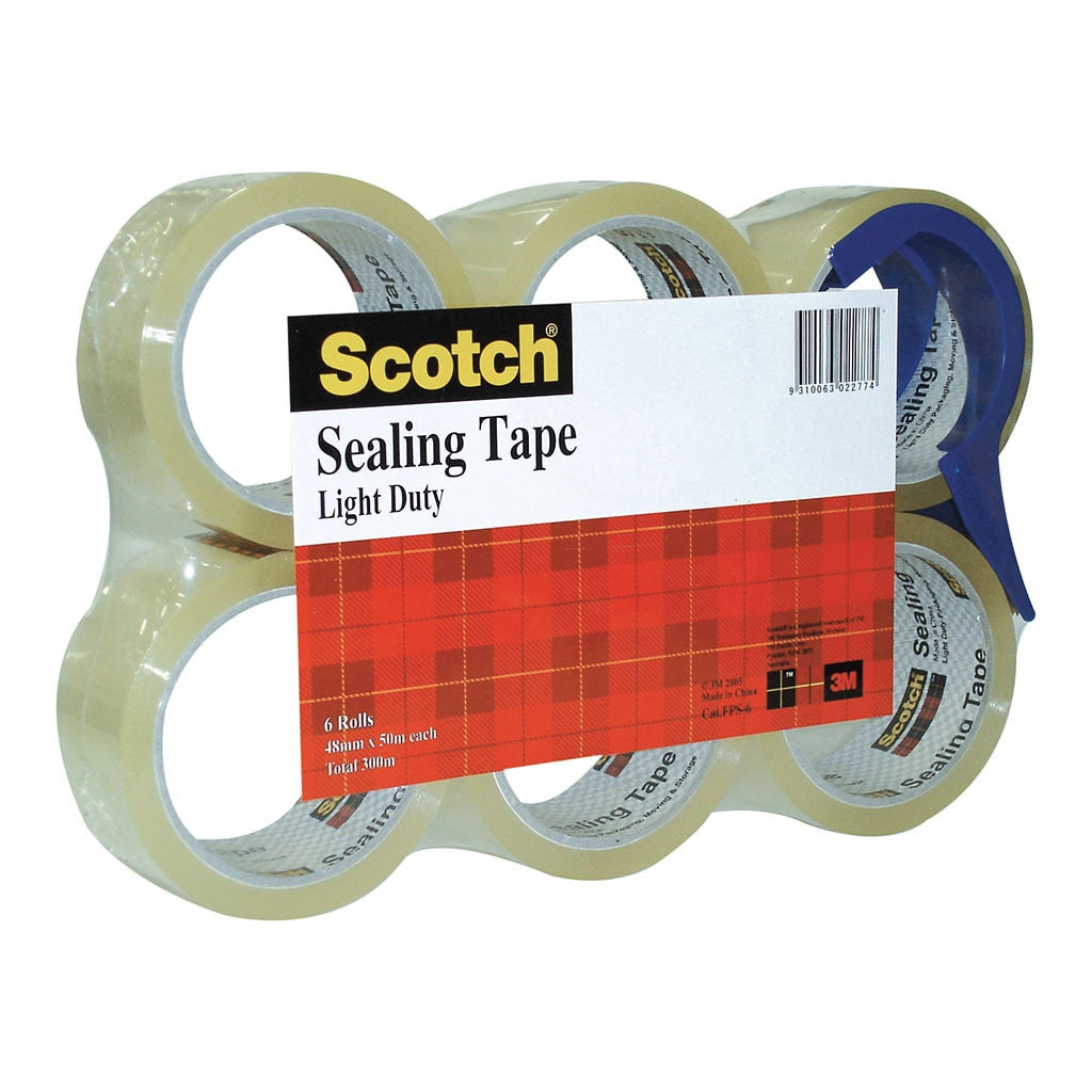 3M Scotch Sealing Tape FPS-6 48mm x 50m Clear Pk/6 with Dispenser -   - Inkplus