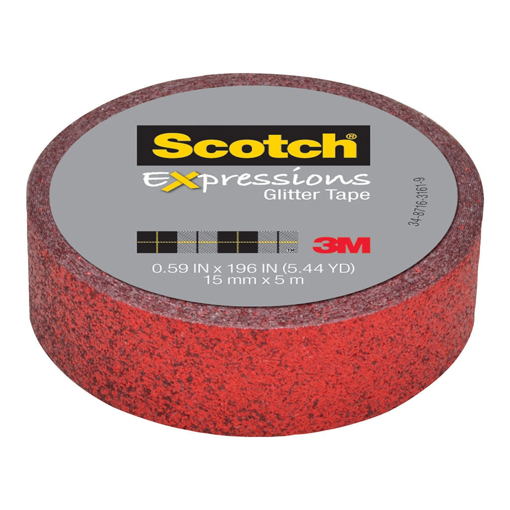 3M Scotch Expressions Glitter Washi Tape C514-RED 15mm x 5m Red -   - Inkplus