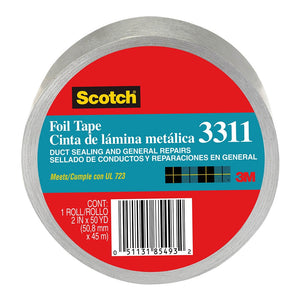 3M Scotch Foil Tape 3311 Silver 50.8mm x 9.14m Roll -   - Inkplus