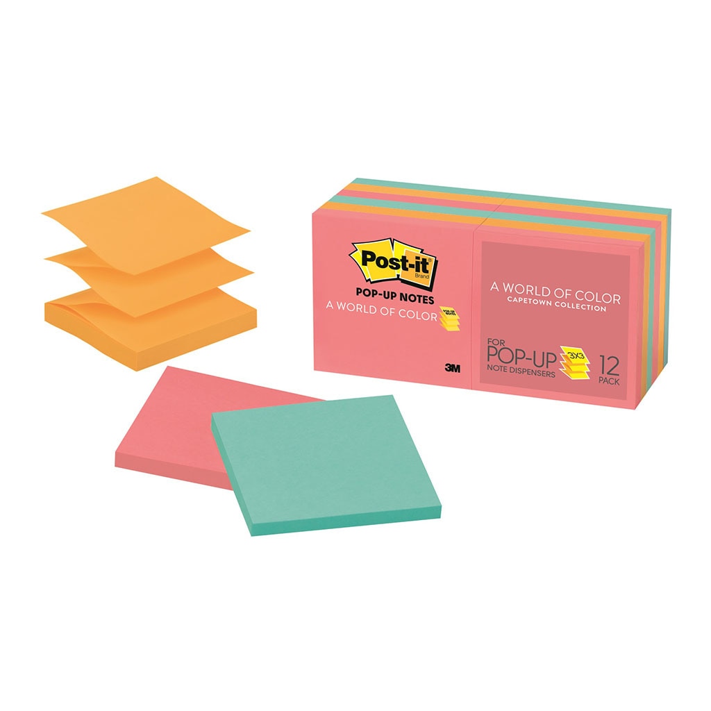3M Post-it Pop Up Note Refill R330-12AN Cape Town Collection 76x76mm 100 sheet pads Pkt/12 -   - Inkplus