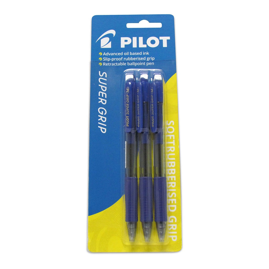 Pilot Super Grip Ballpoint Medium 3Pk (Blue) -   - Inkplus