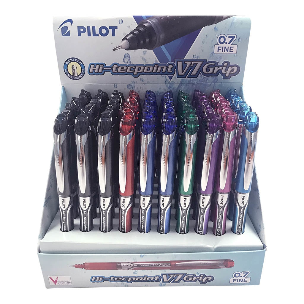 Pilot Hi-Tecpoint V7 Grip Rollerball Fine Asstd. 60Pk Display (BXGPN-V7-7C-60) -   - Inkplus