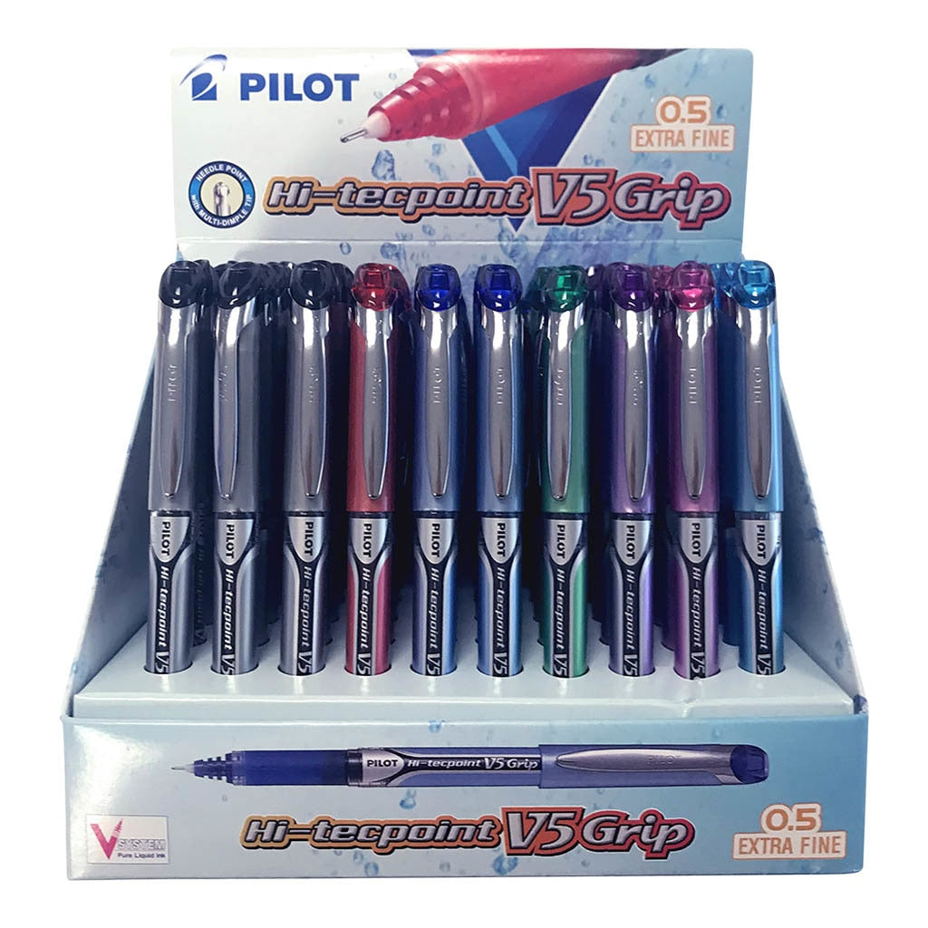 Pilot Hi-Tecpoint V5 Grip Rollerball Extra Fine Asstd. 60Pk Display (BXGPN-V5-7C-60) -   - Inkplus