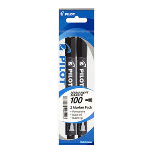 Pilot SCA 100 Permanent Marker Bullet Black 2Pk -   - Inkplus