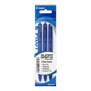 Pilot Super Grip G Ballpoint Medium 3Pk (Blue) -   - Inkplus