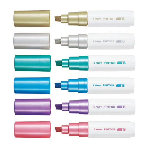 Pilot Pintor Marker Broad Metallic 6Pk (6 colors available, Asstd. 6Pk available) -   - Inkplus